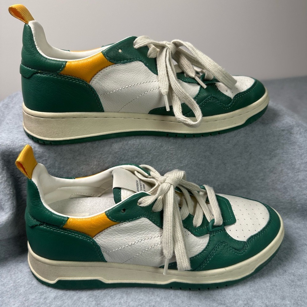 Dolce Vita Women's Leather Sneakers Green White‎ Yellow Lace Up - Picture 6 of 12